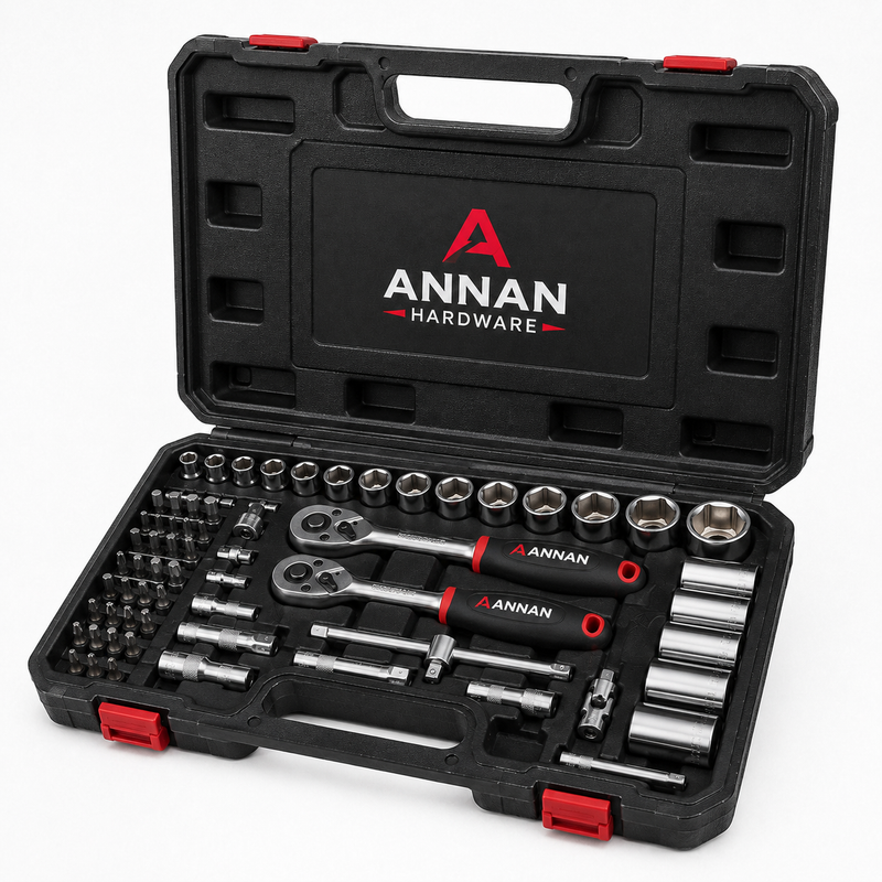 Annan Hardware Socket Set with Ratchets and Carry Case
